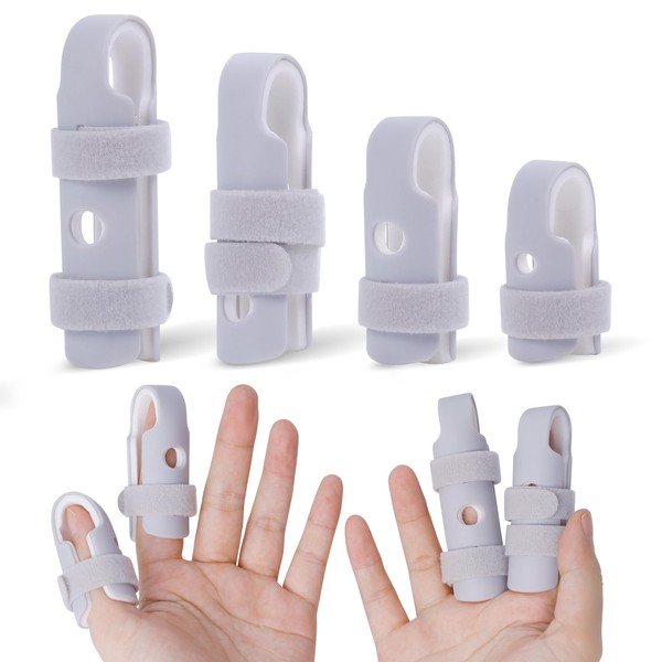 RonJea Lightweight Finger Splint, 4 Graduated Finger Braces Support for