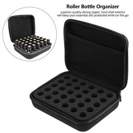 Wifehelper Essential Oil Carry Case, Hard Shell Case for Essential Oils, Suitable for Bottles 5 ml, Storage Box, Foam Insert Organiser (Black)