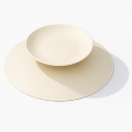 Just Place Suction Cups, Prevents Dishes From Turning, Weaning Food, Suction Cup Included, Baby Tableware, Non-Tip Dish, Baby (Milky White)