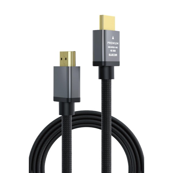 Elecom ECDH-HDP30SBK HDMI Cable, Premium Bend-resistant Nylon Mesh, 9.8 ft