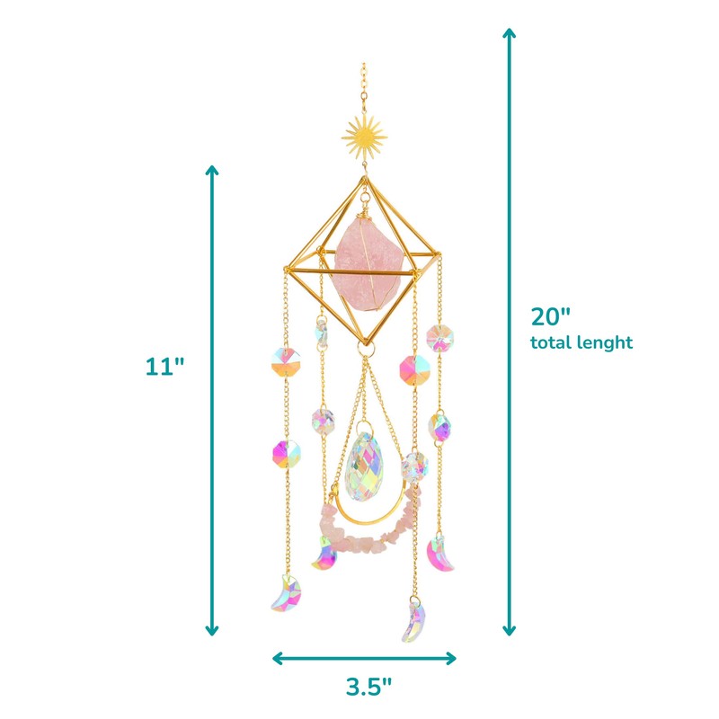 Crystal Suncatcher Blue Lazurite, Gold Sun Catcher Hanging Decor, Birthday