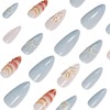 24PCS Ocean Theme Press On Nails - 3D Blue White