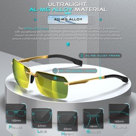 ATTCL Men's Polarized Sunglasses, UV400 Protection, Square Metal Shades for Street, Beach, Vacation 8804 Gold Gold