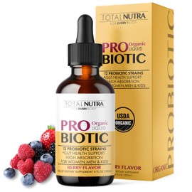 Probiótico líquido orgánico USDA para niños, mujeres y hombres. Gotas probióticas para niños pequeños con mezcla de prebióticos de alfalfa y...       