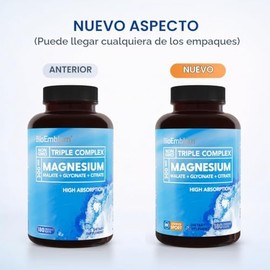 JSHealth- BioEmblem Triple Magnesio Complex  300mg de Glicinato de Magnesio, Malato y Citrato para Músculos, Ne