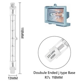 EKSAVE Halogen R7s 118 mm 400 W Halogen Lamp 230 V 2700 K Warm White Dimmable (Pack of 4)