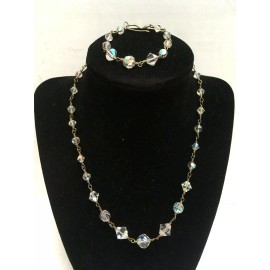 hand crafted? Jewelry Necklace & Bracelet Aurora Borealis Crystal Bead 2 Piece Set