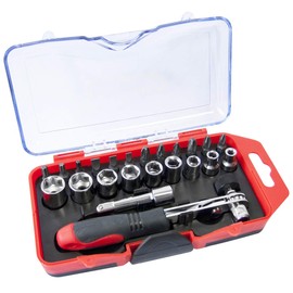 Amtech L1955 23 Piece Offset Ratchet Handle, bit and Socket Set