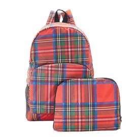 ECO CHIC Lightweight Packable Backpack - Foldable Daypack for Travel, Hiking & Outdoor Adventures - Hiking Lightweight Backpack from Recycled Materials - Waterproof Backpack (Tartan Red)