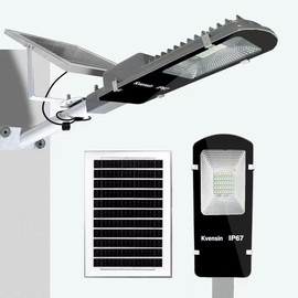 50W Solar Street Light Outdoor Split Type Solar Powered Light with Mono Panel, Waterproof IP67 Light with Remote, Dusk to Down 6500K Security Wall Lights Suitable for Garden, Garage, Parking Lot, Yard