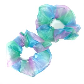 Gradient Color Organza Chou Vic (Blue 2 Pieces) (2 Pieces) See-Through Hair Accessories, Hair Ornament, Hairband, Women's, Adults, Girls, Kids, Children, Simple, Bundled Hairtail, Graduation Ceremony,