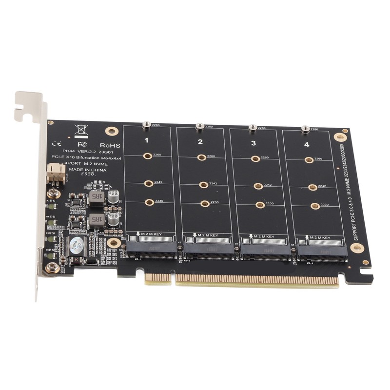 M.2 NVME SSD to PCIE X16 Adapter 4 Port High