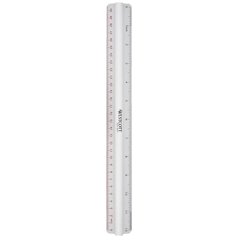 Westcott 12"/300mm Raised Grip Aluminium Ruler with Metric and Imperial