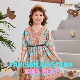 SUOSDEY Girls Thin Leather Belt for Dresses, Jeans, Pants - Skinny Waist Western Belt for Kids