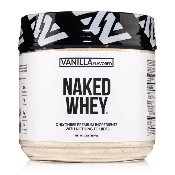 NAKED Vanilla Whey Protein 1Lb, Only 3 Ingredients, All Natural