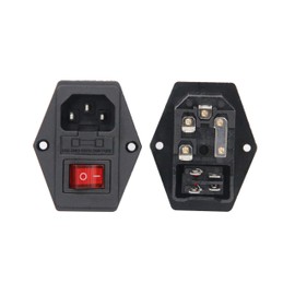 2 Pcs 3 Pin IEC320 C14 Inlet Module Plug 5A Fuse Switch Male Power Socket 10A 250V for Lab Equipment Medical Devices
