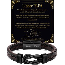 LEAFIA Knot Leather Bracelet Men's Bracelet with Engraving I Love You, Christmas Gifts, Gift for Him Wedding Anniversary, Valentine's Day, Birthdays for Men, Husband, Boyfriend, Leather, stainless