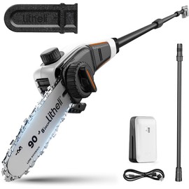 Litheli 20V Pole Saw Battery Powered for Tree Trimming, 8'' Electric Cordless Pole Chain Saw with 2.5Ah Battery for Tree Trimming 28ft/s Cutting Speed for Branch Cutting, Trimming, Pruning