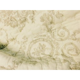 Cozy Line Home Fashions French Medallion 100% Cotton Bedding Quilt Set, Beige Ivory Rose Flower Reversible Coverlet Bedspread (Cream Eggnog, Queen -3 Piece)