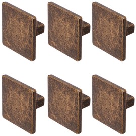 Decoranddecor Calla Square Cabinet Knob Door Pull Handle Kitchen Cupboard Furniture Drawer (6 Pack, Antique Copper)