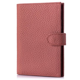 LnxLtw Leather Passport Wallet for Women – RFID Blocking Travel Wallet with 1 Passport Slot & 3 Card Slots, Coin Pocket & SIM Slot – Genuine Leather Slim Travel Organizer Brick Red