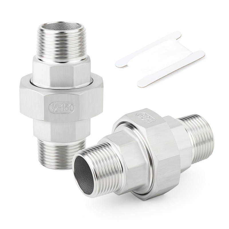 TAISHER 2PCS 304 Stainless Steel Union, 1/2" NPT Male x