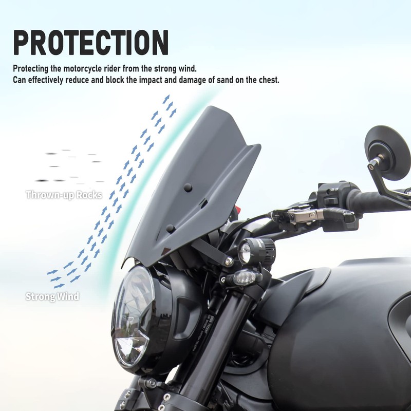 Motorcycle Windshield Deflector with Bracket Double Bubble Windscreen Fit for
