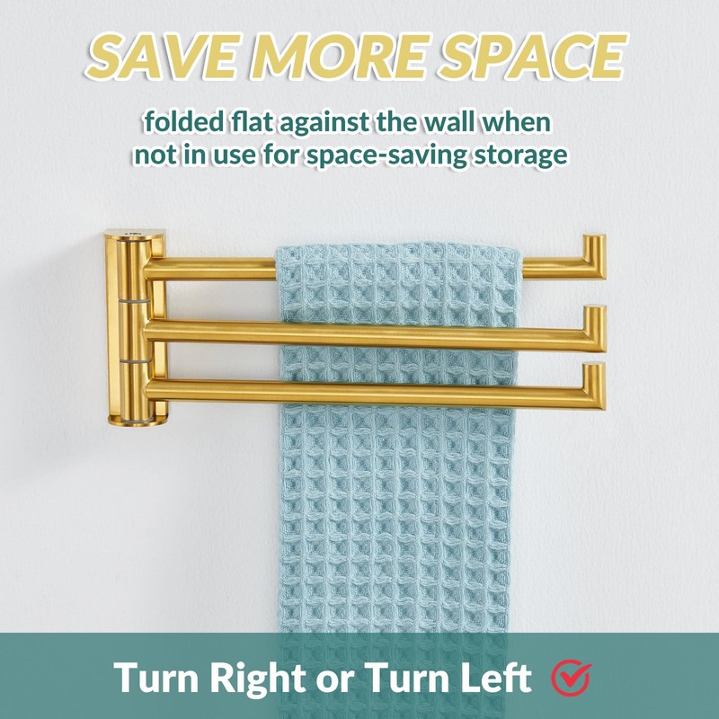 APLusee Swivel Towel Rack for Bathroom Door Wall Mounted, Swivel
