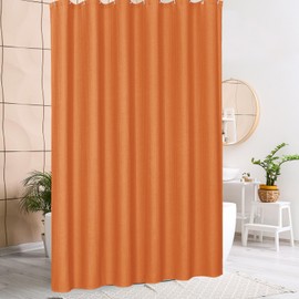 MitoVilla MitoVilla Orange Waffle Small Stall Shower Curtain 36 x 72, Half Size Fabric Narrow Shower Curtains for Bathroom Decor, 36 inch Weighted Shower Curtain Set with Plastic Hooks, Burnt Orange
