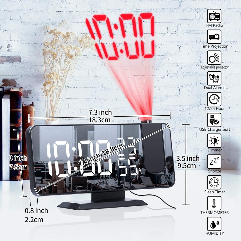DollaTek Radio projection alarm clock LED large screen display temperature