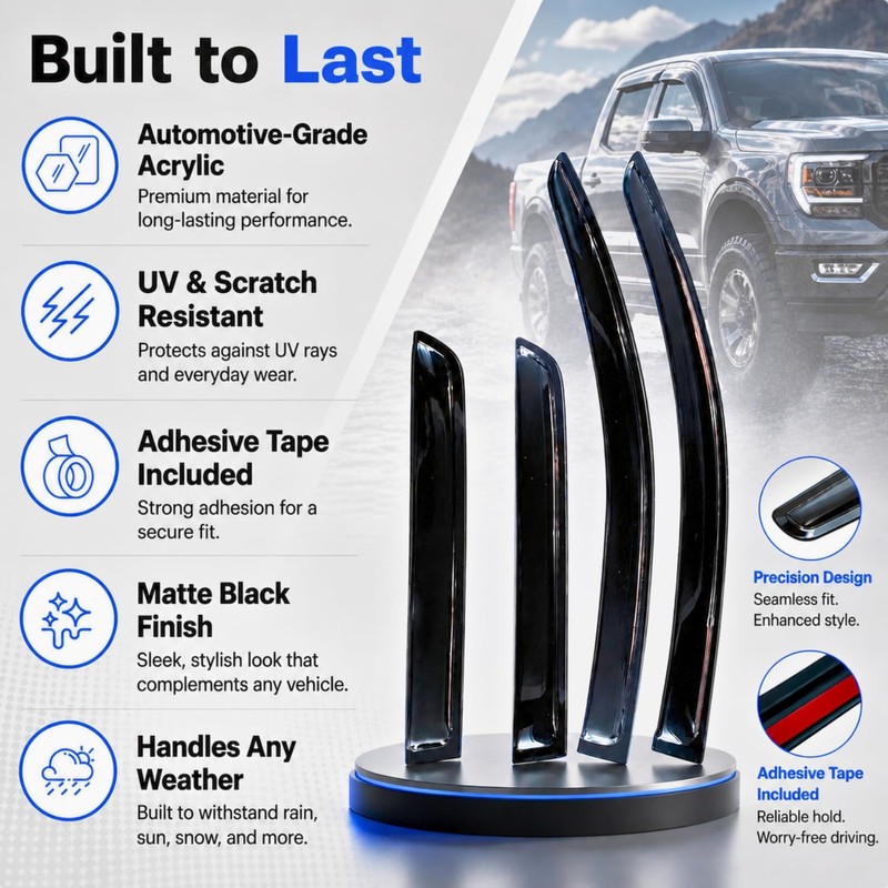 IG Window Visor for Volvo XC90 2016-2024, Rain Guard Tape-On