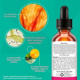 Vitamin C-Plus Super Serum, Anti Aging Anti-Wrinkle Facial Serum with Niacinamide, Retinol, Hyaluronic Acid, and Salicylic Acid
