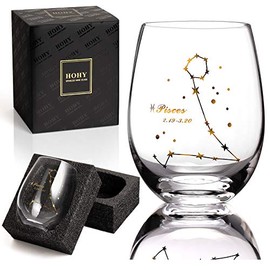 Pisces Wine Glass Stemless Wine Glasses, Constellation Glass Define Design, Zodiac Sign Horoscope Gift, Astrology Gifts for Women Men for Mother's Day Gift