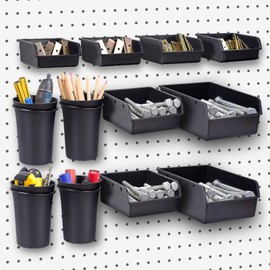 G.CORE 12-Pack Pegboard Bins & Cups Pegboard Accessories for 1/8 inch and 1/4 inch Pegboard Wall Organizer, Peg Board Accessories for Craft Room Hobby Supplies, Garage Storage Tools & Small Parts