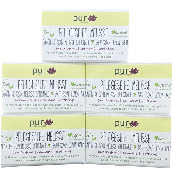 pur Manufaktur Pack of 5 Organic Handmade Natural Soap Pack of 5 with 100 g Each (Melissa)