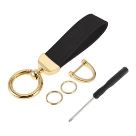 A ABSOPRO Car Keychain Universal Key Chain with Ring for Key Fobs for Home for Women Zinc Alloy Silver Tone,Black 1 Set