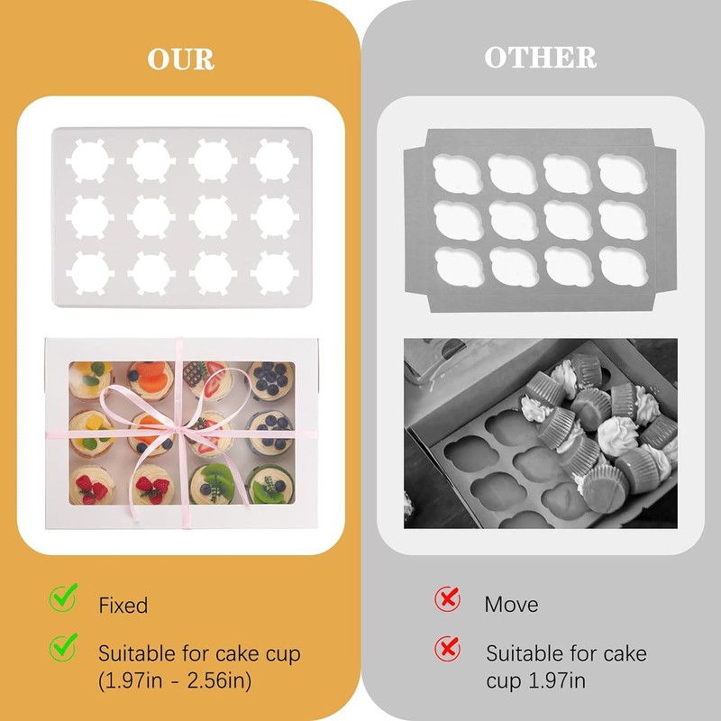 6PCS Set Cupcake Container 12 Holes Cardbord Bakery Pastry Carrier