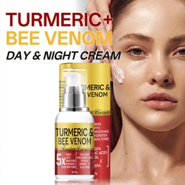 Turmeric & Bee Venom Face Cream, Bee Venom Face Firming Cream for Hydrating Lifting Skin, Day-Night Anti-Aging Cream for Women and Men for Wrinkles, Fine Lines and Dryness - All Skin Types 1.76 Fl Oz