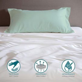 ECOMMERC3 | Extra Soft and Comfortable 150 Pillow Case - Green Pillow Case Made in Spain, Breathable, Easy to Wash