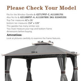SCOCANOPY Replacement Cover Fit for Windsor Gazebo L-GZ717PST-C, 810213583,South Hampton Gazebo L-GZ659PST,A111011500 (Dark Gray)