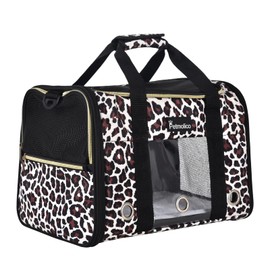 Petmolico Cat Carrier Soft-Sided Pet Bag for Small Medium Cats Puppies 16LBs - Airline Approved Pet Travel Carrier 3 Open Doors (Medium,Leopard)