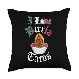Birria Lovers Apparel Birria Tacos Beef Stew Mexican Chivo Truck Street Throw Pillow, 18x18, Multicolor