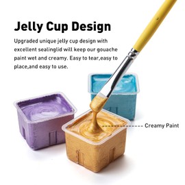 HIMI Metallic Gouache Paints Set, 18 Colors, 30g, 18 US fl oz, Non Toxic Paint for Canvas and Paper, Art Supplies for Professionals, Students