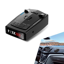 MOXRUQ RAD 2000 Laser Radar Detector, 12V 360° Long Range Radar Detector, Full-Band Reception Real-time Detection, Voice Alerts OLED Display Speed, Universal for Cars Trucks (Black)