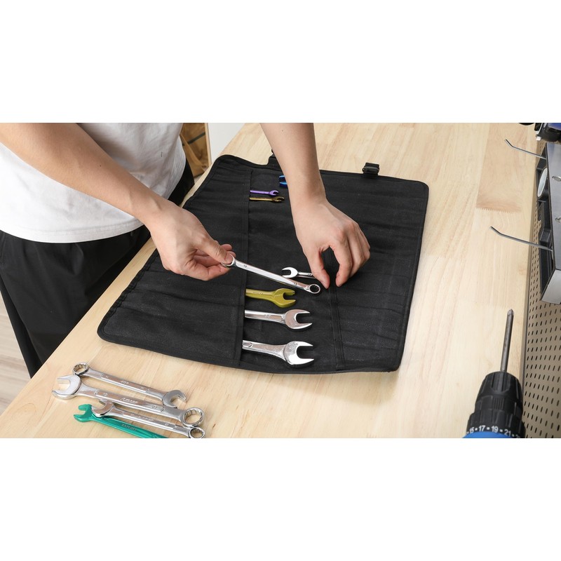 Wrench Roll,Heavy Duty 16oz Waxed Canvas Large Wrench Roll Up