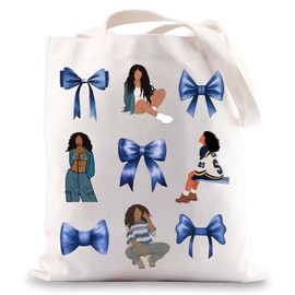 JNIAP R&B Singer Album Tote Bag Singer Fans Gifts Coquette Blue Bow Gifts Singer Merchandise (guess Singer tb)