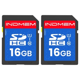 INDMEM 16GB SD Card (2 Pack) SDHC Flash Memory Cards UHS-I U1 Class 10 High-Speed Full HD Video Compatible with Digital Point-and-Shoot Cameras, HD Camcorders, DSLR and PC, 16GB(2pc)