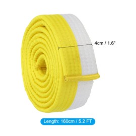 PATIKIL Taekwondo Colored Ranking Belt, 1.6" x5.2Ft 1.6M Polyester Martial Arts Judo Karate Belt for Coach Teaching Practice, White-Yellow