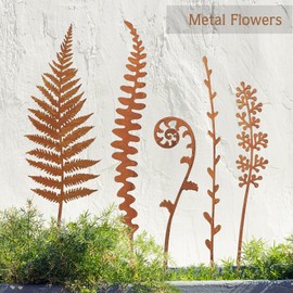 OUUJUOZ Metal Flowers for Outside,Garden Stakes Decorative,Flower Bed Decor Plant Stakes,Garden Statues Outdoor Clearance,Metal Yard Art Outdoor,Plant Decorations for Pots