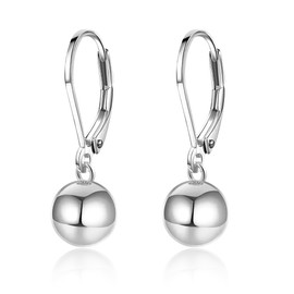 ASH'S CHOICE 925 Sterling Silver Ball Drop Earrings, Hypoallergenic Silver Hoop Earring with Ball Water Drop Hanging Dangling Earring, Sterling Silver French Hook Hoop with Ball Drop Earrings